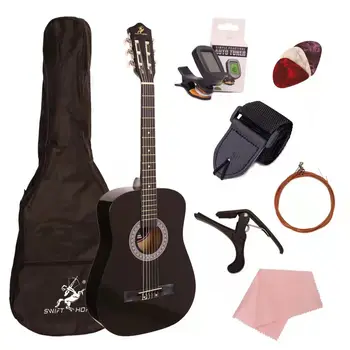OEM Müzik Aletleri Akustik Gitar Konser Düşük Fabrika Fiyat Gitar Akustik Dizeleri 40 inç Siyah Renk Akustik Gitar