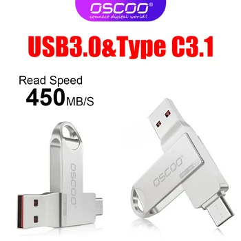OSCOO USB 3.1 Katı Hal Kalem Sürücü 450 mb/s Yüksek Hızlı USB Tip C Flash Drive128GB 32 GB USB Gen 2 Pendrive Flaş