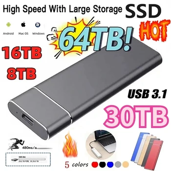 Orijinal Marka 30TB 26TB 18TB 10TB 4TB 2TB Yüksek Hızlı sabit disk Harici Mobil sabit disk USB 3.1 / Tip-C Arayüzü Yığın Depolama