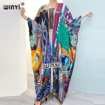 Orta Doğu Yaz Kadın Hırka yeni moda elbise üstün kalite Boho Maxi abaya Tatil Batwing Kollu İpek Elbise