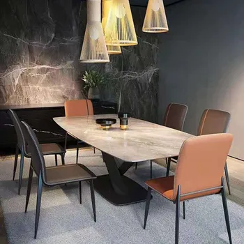 Oturma Odası Kare Yemek Masası Su Geçirmez Lüks Metal Yemek masası Lüks Modern Tasarımcı Mesas De Jantar Ev Dekorasyon