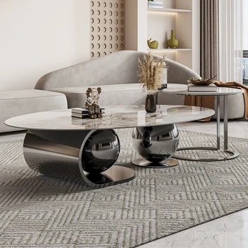 Oval kayrak sehpa kombinasyonu ışık lüks Modern oturma küçük tasarımcı masa tarzı şezlong ev mobilyaları WXH50XP