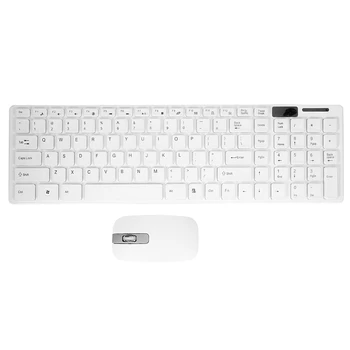 PC ve Dizüstü Bilgisayar için Kablosuz ince beyaz Klavye + Kablosuz Optik Fare Seti