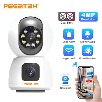 PEGATAH WiFi IP Kamera 1080P HD Çift lens Kablosuz bebek izleme monitörü AI İzleme Ses Video Kapalı Güvenlik Gözetleme PTZ Kameralar