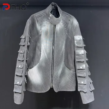 PFHQ Sonbahar erkek Darkwear Zipeprs Pilili Ceketler El Işi Ağır Sanayi Kişiselleştirilmiş Yakışıklı Yüksek Kaliteli Ceket 21Z1521