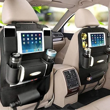 PU Deri Araba Koltuğu Arka saklama çantası Organizatör Bardak Tutucu iPad telefon cebi Arka Koltuk Koruyucu Otomobil Seyahat Aksesuarları