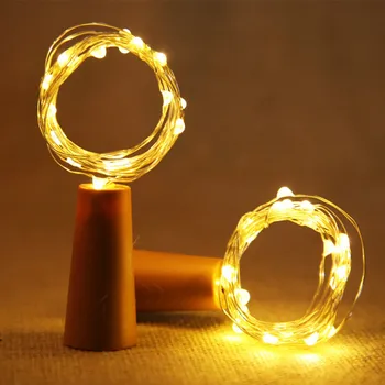 Parti Düğün Dekorasyon Noel ışık Likör Şişeleri için El Sanatları 2 adet LED şarap şişe ışıkları Mantar Peri Mini Dize Lambası