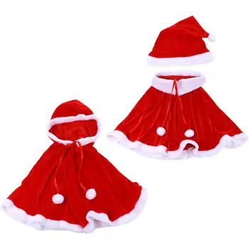 Parti giysileri Elbise Rüzgar Geçirmez Sonbahar Kış Peluş Kırmızı Pelerin Noel Pelerin Cosplay Kostüm Kadın Kapşonlu Pançolar Noel Pelerin