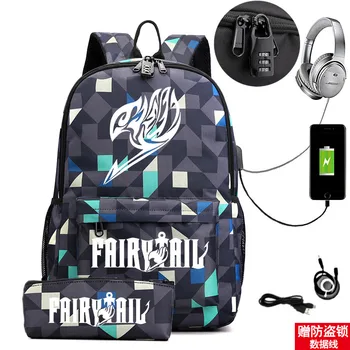 Peri Kuyruk Genç Öğrenci okul çantası Anime Baskı Çantası Çocuk Sırt Çantaları Erkek ve Kız Çanta Açık Seyahat Çantaları günlük çantalar