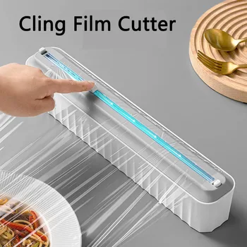 Plastik sarılmak Film Kesici Çok Fonksiyonlu Manyetik Sürgülü Bıçak Kesme Kutusu Pişirme Kağıdı Kalay Folyo Organizatör Mutfak Aksesuarları