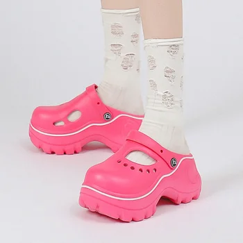 Platform ayakkabılar Kadınlar için Yaz Ayakkabı 2023 Yüksek Topuklu EVA Takunya Oymak üzerinde Kayma kaymaz Hafif Yumuşak Bayanlar Sabot Sandalet