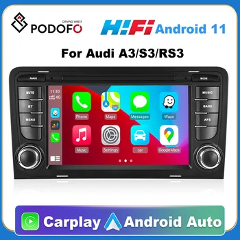 Podofo 2Din Radyo Android 11.0 CarPlay Android outo Multimedya Oynatıcı Audi A3 S3 RS3 Bluetooth WİFİ FM Araba GPS Navigasyon