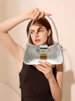 Premium Üst Katman İnek Deri Kadın Akşam Parti düğün çantası Basit Koltukaltı Fransız Tarzı Tasarımcı Trend Moda Bayan Çanta