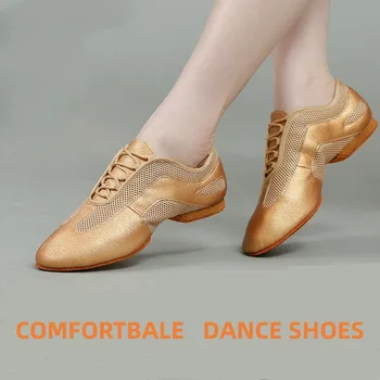 Profesyonel Kadın Latin Dans Ayakkabıları Bayanlar Yumuşak Kauçuk Veya Süet Taban Balo Salonu Modern Tango Caz Dans Sneakers 1 cm/3.5 cm Topuk