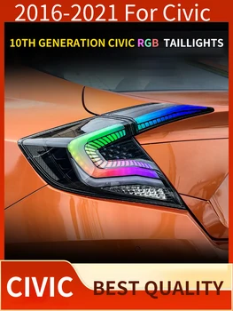RGB park lambaları Honda Civic 2016-2021 için LED Arka Lambaları Montaj DRL Dinamik Sinyalleri Start-up Animasyon APP Bluetooth Kontrol
