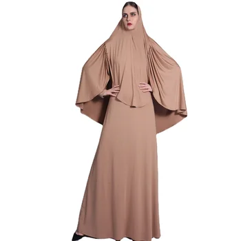Ramazan Pilili Bandana Seti askı elbise İki parçalı Set Katı Süt İpek Nefes Elbise Jalabiya Kadınlar için Elbiseler Müslüman Elbise