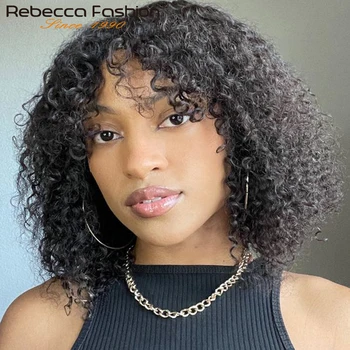 Rebecca kısa kıvırcık insan saçı Patlama Peruk Kadınlar İçin Remy Ombre Kahverengi Gevşek Derin Dalgalı insan saçı Peruk Brezilyalı Derin Kıvırcık Peruk