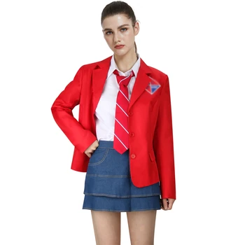 Rebelde Cosplay okul üniforması Kadın Kız Öğrenci Takım Elbise Kırmızı Ceket Gömlek Setleri Drama EWS Cadılar Bayramı Çünkü Parti Kıyafetleri