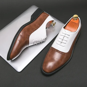 Retro Moda Brogue Ayakkabı erkek Rahat iş deri ayakkabı ofis Ayakkabı erkek Elbise Resmi ayakkabı Boyutu 38-46