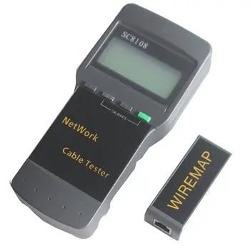 SC8108 Taşınabilir NetworkTester & LAN Telefon Kablo Test Cihazı Metre İle LCD Ekran RJ45 Cat5e Cat6 UTP