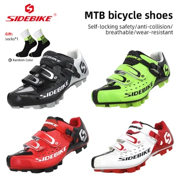 SIDEBIKE Mtb Bisiklet Ayakkabı Erkekler için Nefes Mtb Bisiklet Spor Ayakkabı kaymaz Tırmanma Açık Spor Dağ Bisikleti Ayakkabıları Kendinden kilitli