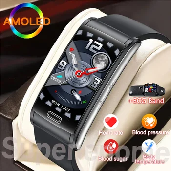 SUPENENOME E600 Kan Şekeri akıllı saat EKG + PPG HRV Kan Basıncı Vücut Sıcaklığı Erkekler Kadınlar Sağlıklı İzleme Smartwatch