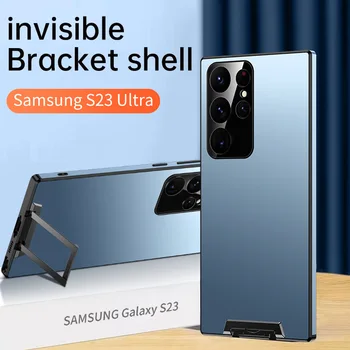 Samsung S23 Ultra telefon kılıfı Metal Görünmez Braketi Standı Geri TPU Çerçeve Kapak Samsung Serisi İçin S23 Ultra S22 Artı Durumda