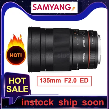 Samyang 135mm F2.0 ED Asferik Telefoto Tam Çerçeve Lens Sony Canon Nikon İçin M4/3 Pentax K, Siyah Renk