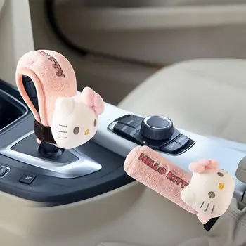 Sanrio Hello Kitty Araba Vites Topuzu Kapak Koruyucu Kapak Kış Peluş Vites Gidon Kapağı El Freni Kapağı İç
