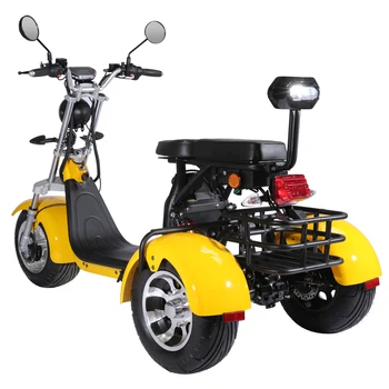 Sarı elektrikli motosiklet tam boy renkli özel üç tekerlekli elektrikli scooter 60V motosiklet elektrikli