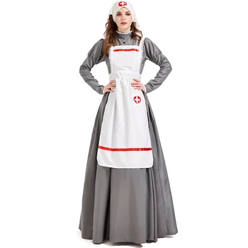 Savaş Battlefield Hemşire Kostüm Üniforma Yetişkin Kadın Cadılar Bayramı Purim Fantasia Cosplay Giydir