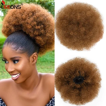 Sentetik Büyük 10 İnç Afro Kinky Kıvırcık Afro Topuz İpli At Kuyruğu Uzatma Saç Parçaları Updo saç ekleme İki Klipsli