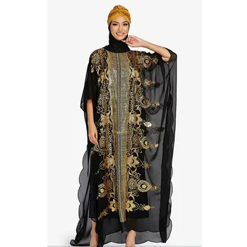 Sequins Kaftan 2023 Yaz Kadınlar için Afrika Elbiseler Ramazan Dubai Abaya Kaftan Afrika Dashiki Müslüman Elbise Fas Elbise