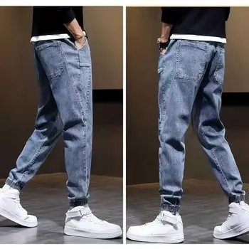 Serin Pantolon Çok Cepler Nefes Yumuşak Erkek yazlık pantolonlar Ayak Bileği Uzunluğu Erkek Kot Erkek Giysileri