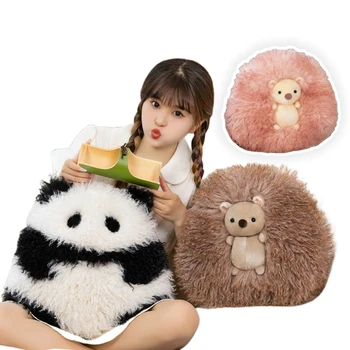Sevimli Yumuşak Kirpi Yağ Yuvarlak Panda peluş oyuncaklar Uzun Saç Peluche Bebekler doldurulmuş hayvan Yastık Güzel noel hediyesi Bebek Kızlar İçin
