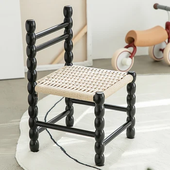 Sevimli Çocuk Sandalyesi Kawaii katı ahşap tırnak salonu mobilyası Accent Çalışma Sırt Desteği Modern Şezlong Hasır Stoelen Ev Mobilyaları