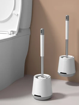 Silikon Tuvalet Fırçası WC Hızlı Kurutma Braketi Boşluk Fırçası Tutucu İle Düz Kafa Yumuşak Kıllar Temizleme Araçları Banyo Aksesuarları