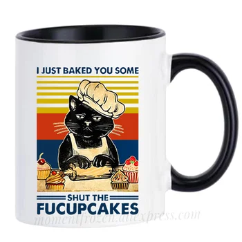 Siyah Kedi Kupalar Komik Kapa Çeneni Pişirme Kek Kahve çay fincanları Anne Anne Anne Hediyeler Coffeeware Ev Çıkartması Teaware Mugen Bira Drinkware