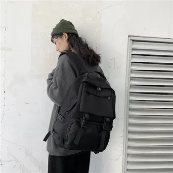 Siyah Tuval Yeni Trend Kadın Sırt Çantası Moda Kadın Sırt Çantası Su Geçirmez Büyük okul çantası Genç Kız Öğrenci omuz çantaları
