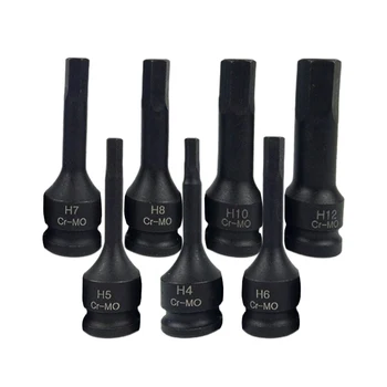 Soket Darbe Kol Kolu Güç Aracı 6 noktalı Siyah CR0 Çelik H10/10mm H12/12mm H4/4mm H5 / 5mm H6 / 6mm H7 / 7mm H8 / 8mm