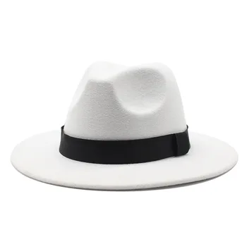 Sonbahar Kış Şerit Dekorasyon fötr şapkalar Düğün Parti Fötr Şapka Adam Panamas Sokak Dans Kapaklar