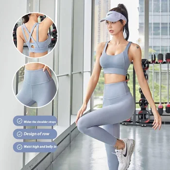 Spor İki Adet Setleri Spor Giyim Spor İç Çamaşırı Çabuk Kuruyan Nefes Rahat spor elbise Yoga Pantolon Kadınlar İçin