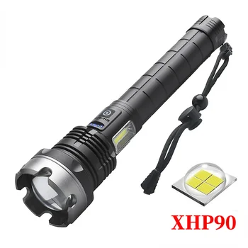 Süper Parlak COB XHP90 LED el feneri 7 Modları Torch USB Şarj Edilebilir 18650 26650 Açık El Feneri Kamp Avcılık için