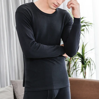 Sıcak 2022 Erkekler Sonbahar Kış termal iç çamaşır Gömlek Tops Alt Ekip Boyun Sıcak Paçalı Don Uzun Kollu Taban Katmanı T Gömlek Tops