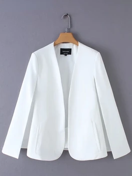 Sıcak satış Bahar ve Yaz Yeni kadın Bölünmüş Tasarım Pelerin Ceket Ofis kadın Siyah ve Beyaz Moda Sokak Giyim Rahat Üst