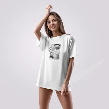 T Shirt Kadın Estetik günlük t-shirt moda Trendi Harajuku giyim Unisex Grafik Tee Üstleri Kadın Orta Streç Örgü kumaş