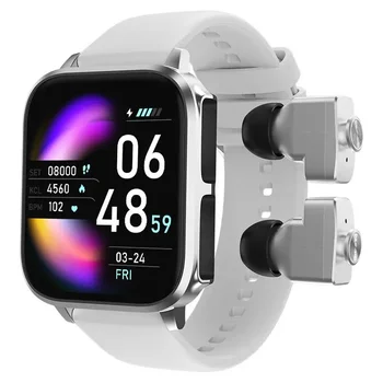 T22 akıllı saat 2 İn 1 1.83 inç HD Ekran Erkekler Kadınlar TWS kablosuz kulaklık Kalp Hızı Kan Basıncı Sağlık İzleme Smartwatch