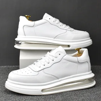 TAFN tasarımcı erkek eğlence hakiki deri ayakkabı rahat hava yastığı sneakers dantel-up beyaz ayakkabı platformu ayakkabı zapatos
