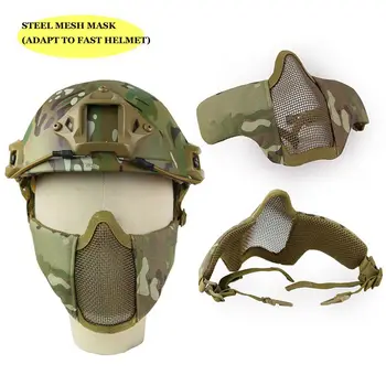 Taktik çelik ızgara MASKESİ UYUM hızlı KASK Avcılık Çekim Askeri Yarım Yüz Maskeleri