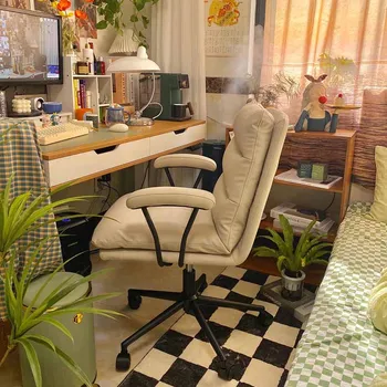 Tasarım Yastık ofis koltuğu Sırt Desteği Ergonomik Modern Deri Tembel Döner ayak dayayacaklı sandalye Cep Silla Giratoria Mobilya